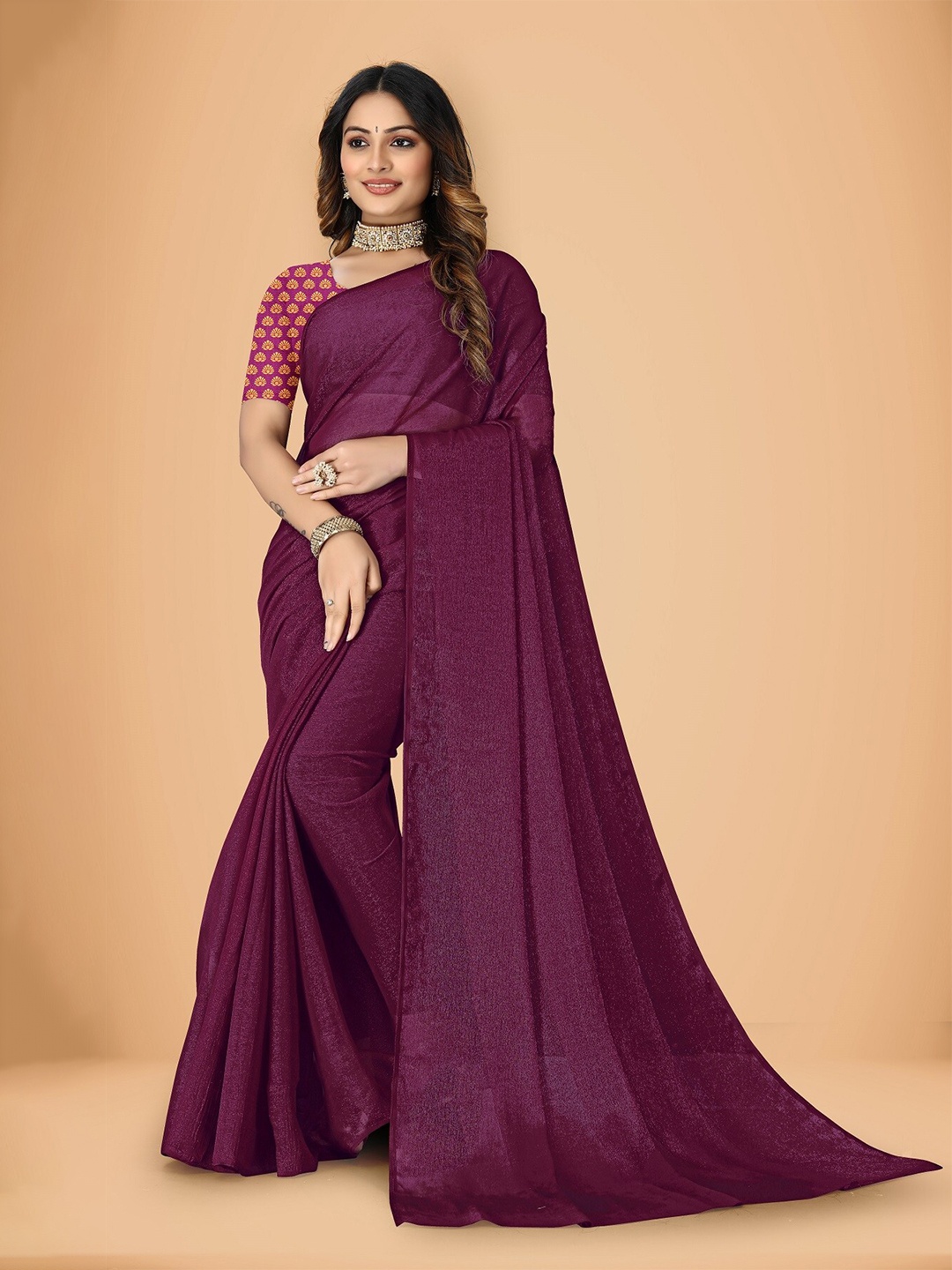 

Rivana Poly Silk Saree, Magenta