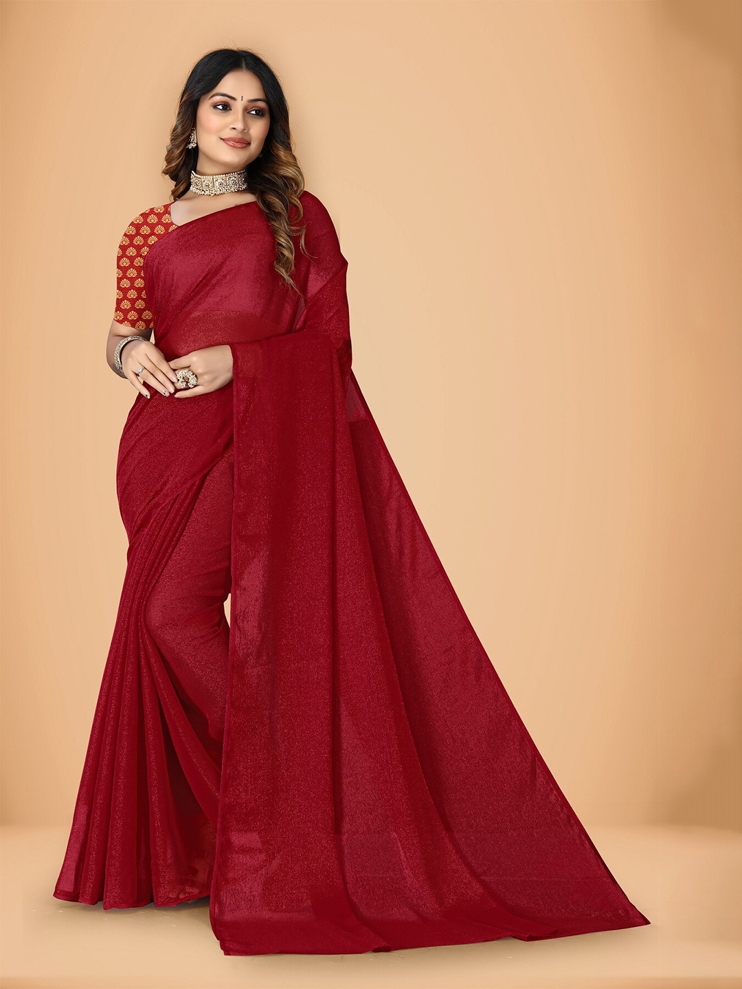 

Rivana Embellished Saree, Maroon