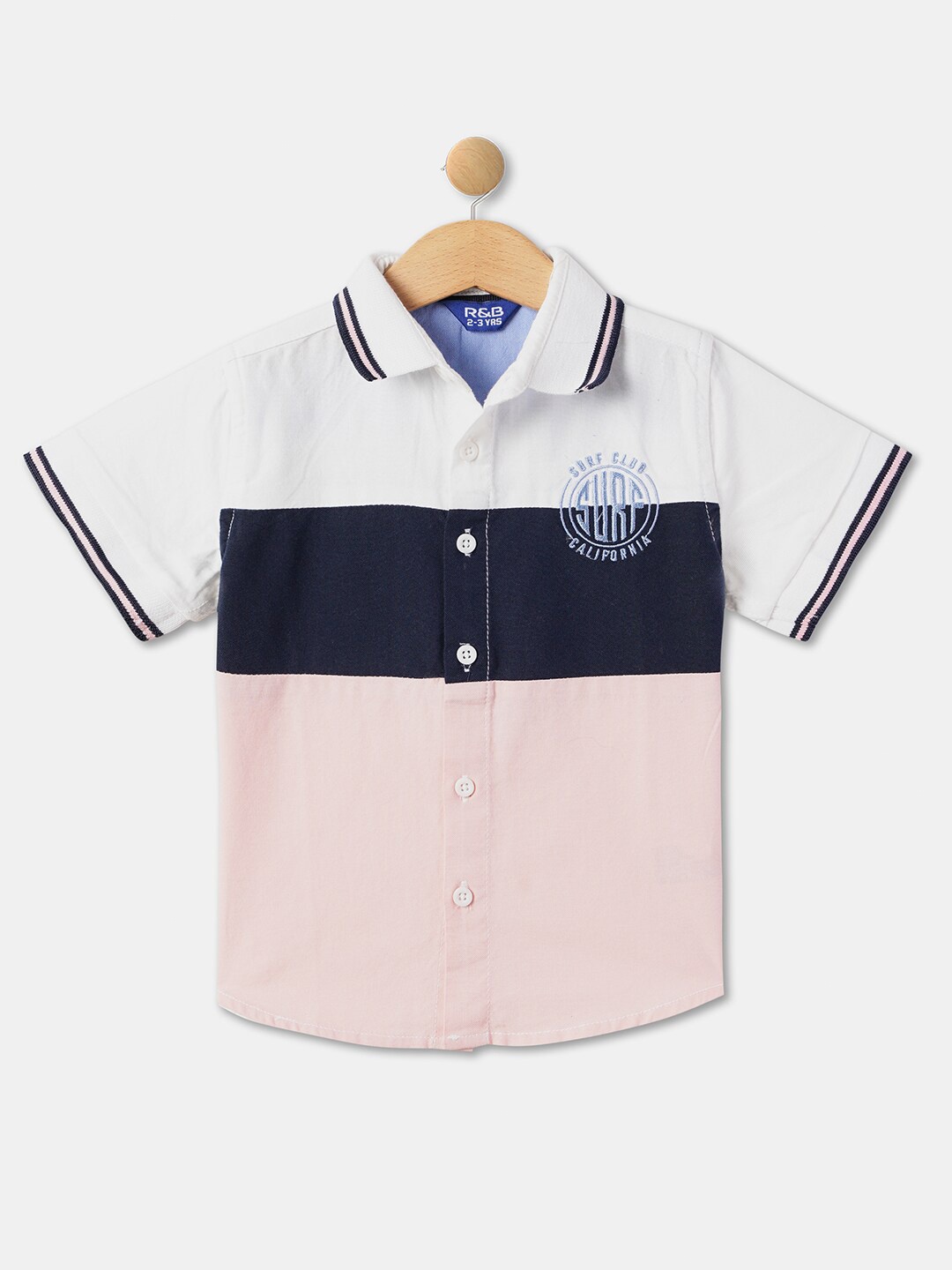 

R&B Colourblocked Cotton Casual Shirt, Pink