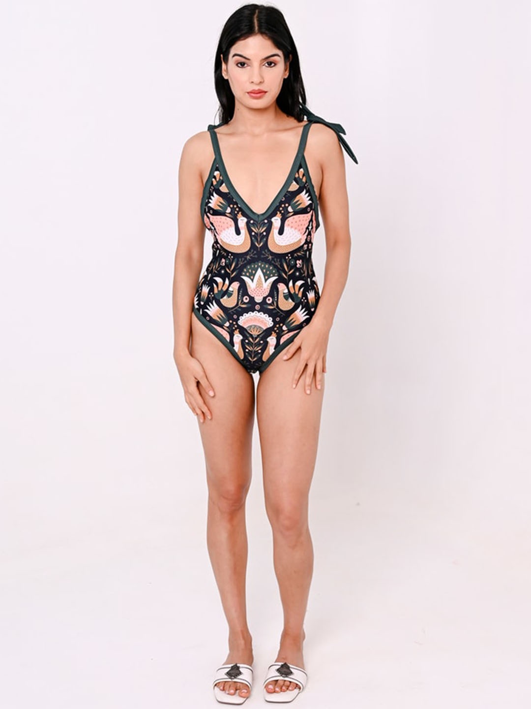 

FancyPants Printed Swim Bodysuit & Sarong Swimset, Green