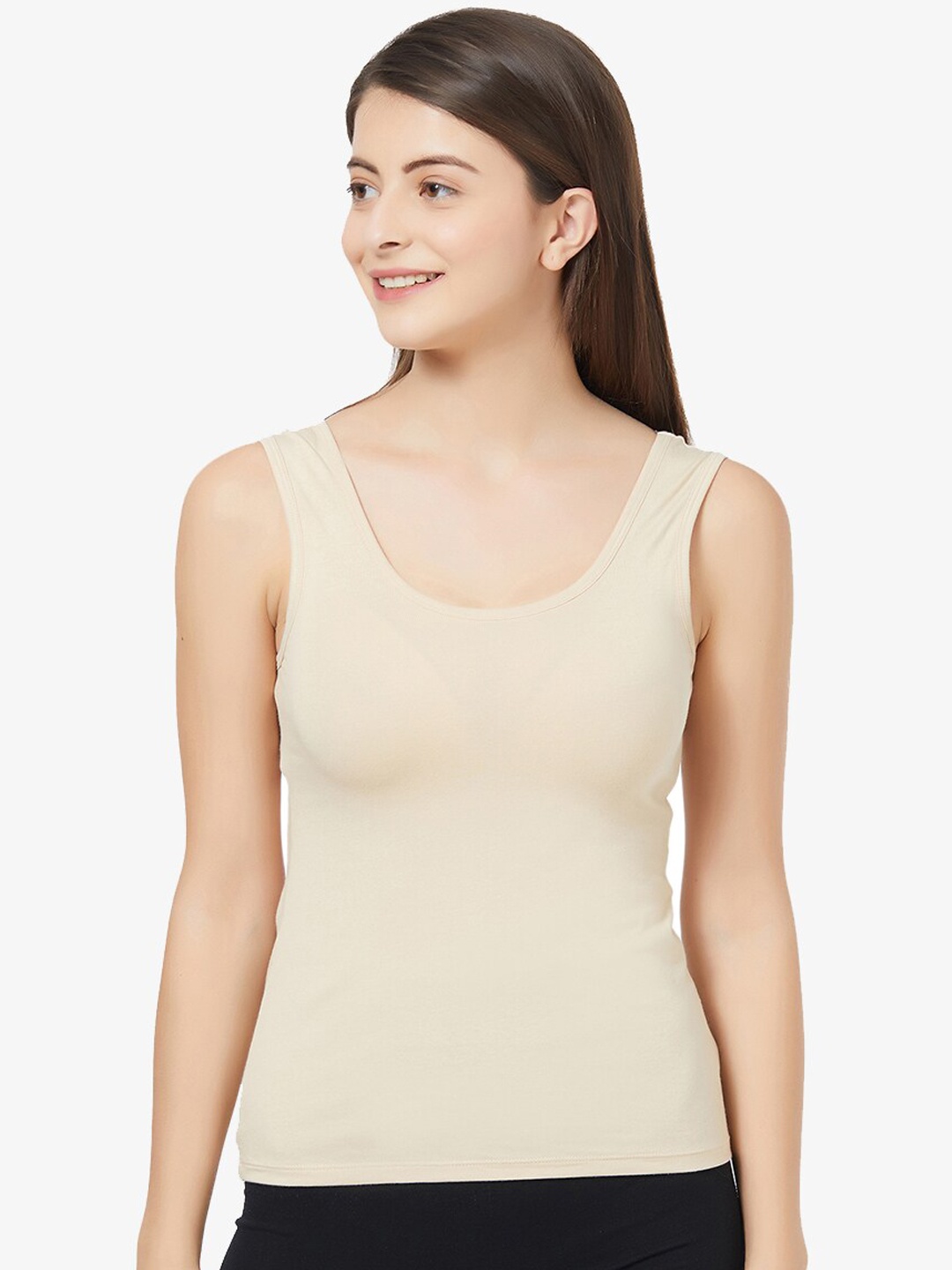

Soie Women Non Padded Cotton Camisoles, Beige