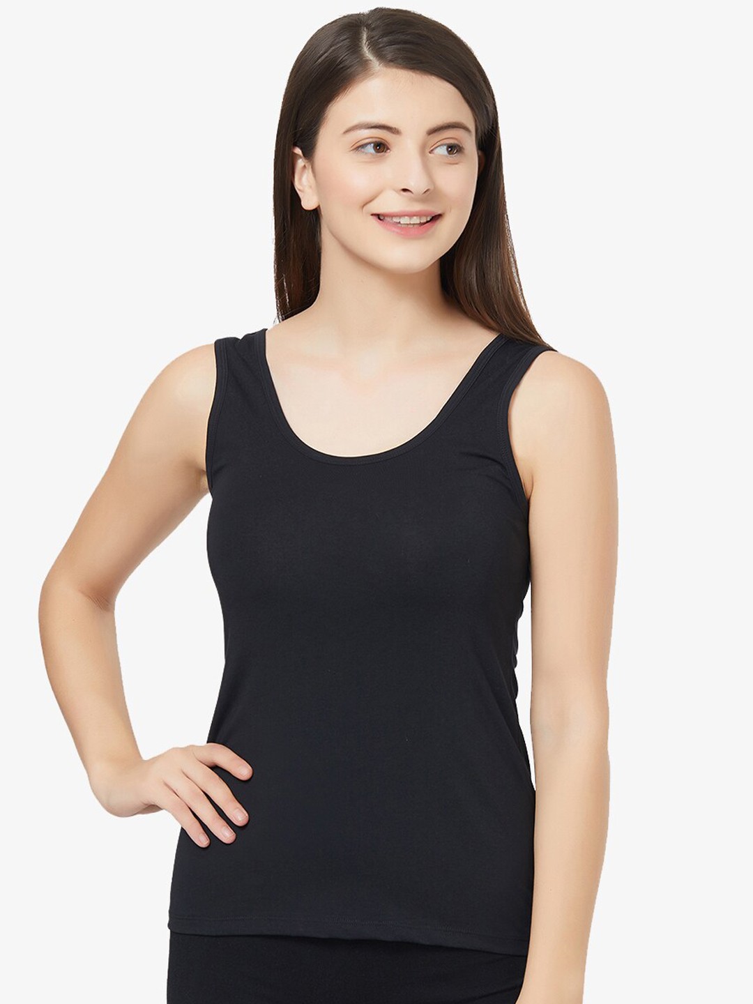 

Soie Women Non Padded Cotton Camisoles, Black