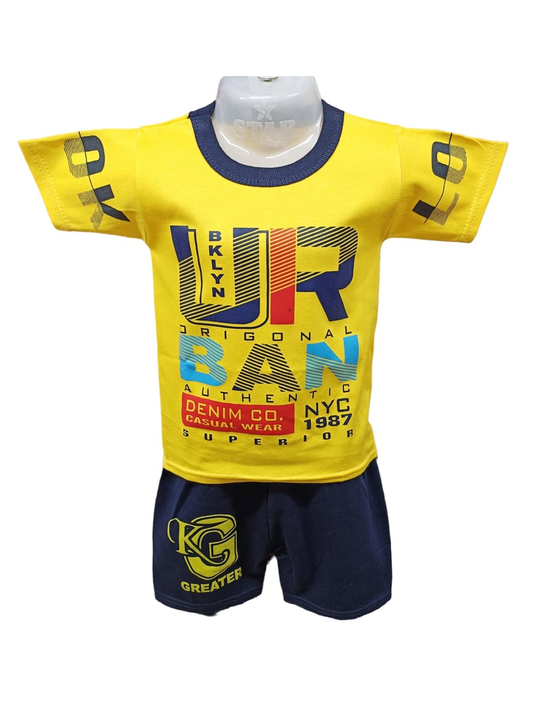 

BAESD Boys Printed T-shirt With Shorts, Yellow