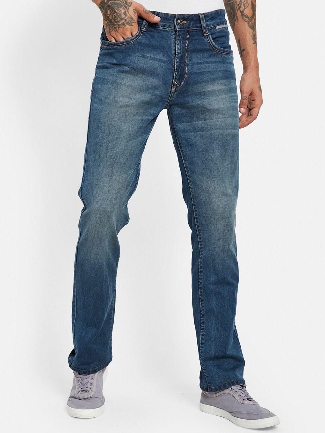

Octave Men Light Fade Clean Look Cotton Jeans, Blue