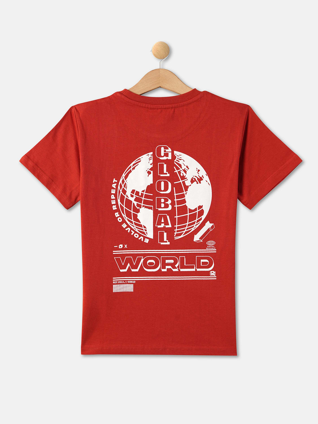 

R&B Boys Graphic Printed Cotton T-shirt, Red