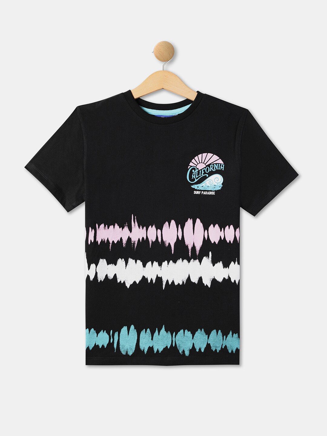 

R&B Boys Abstract Printed Cotton T-shirt, Black