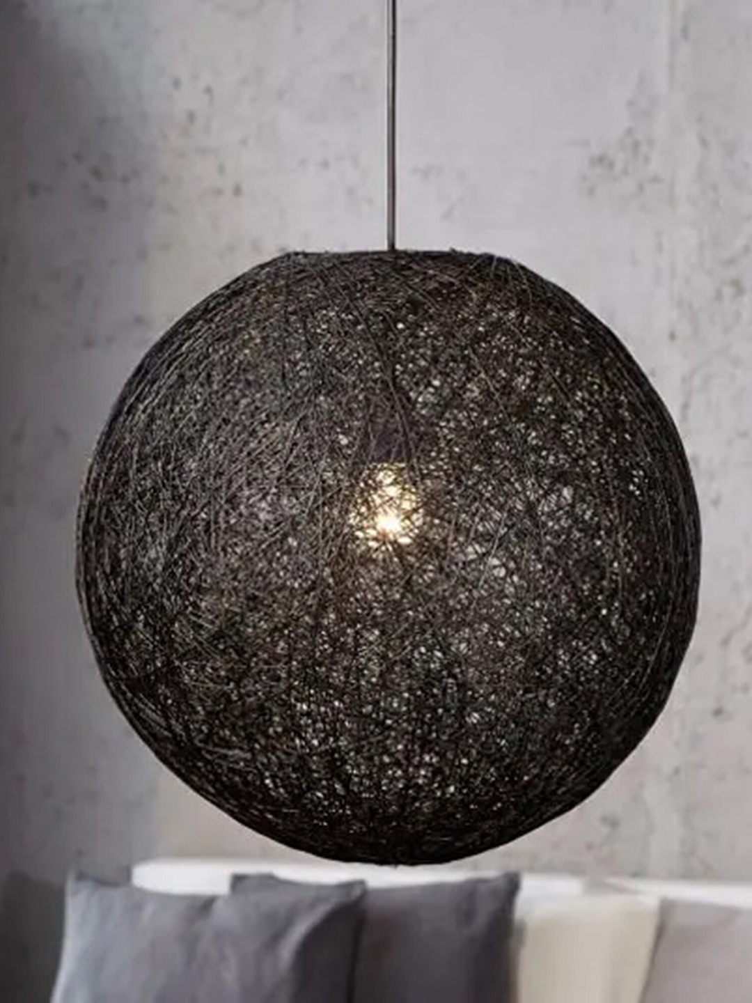 

Homesake Black Spherical Textured Rattan Ceiling Lamp