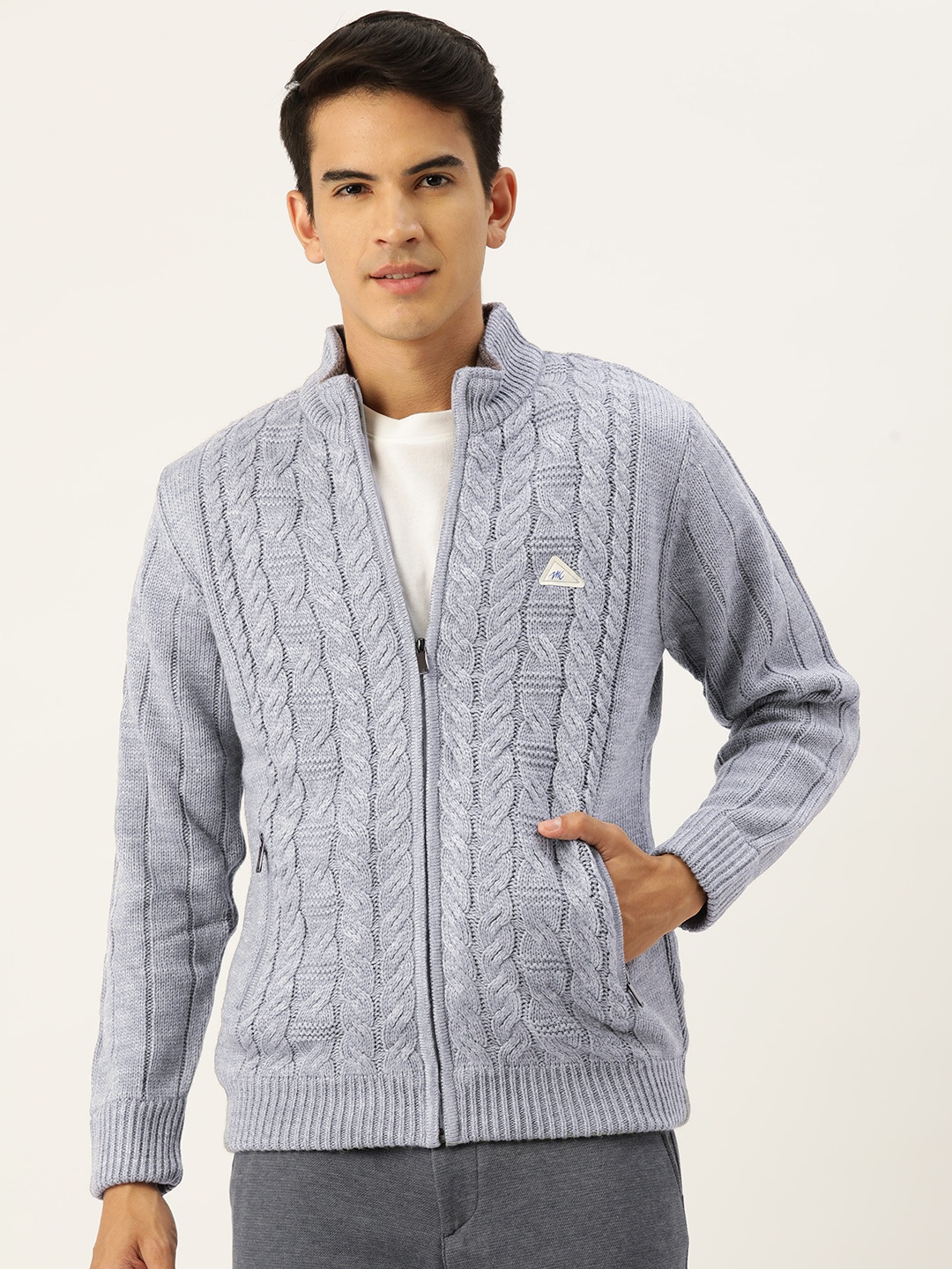 

Monte Carlo Cable Knit Fleece Lined Cardigan, Grey