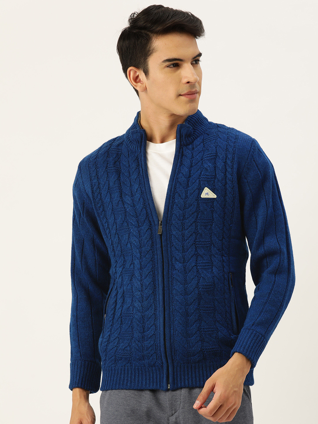 

Monte Carlo Cable Knit Fleece Lined Cardigan, Navy blue