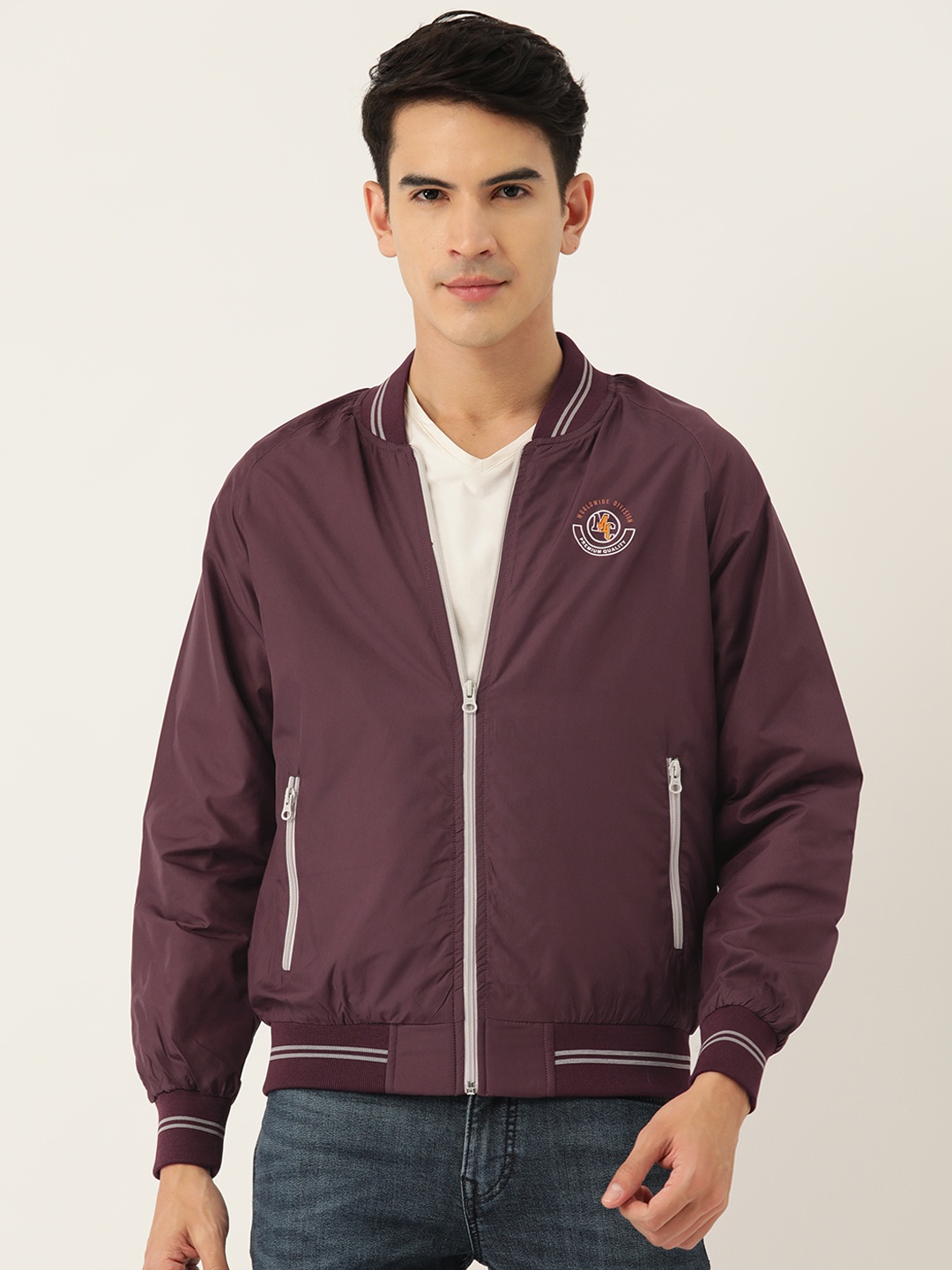 

Monte Carlo Solid Varsity Jacket, Burgundy