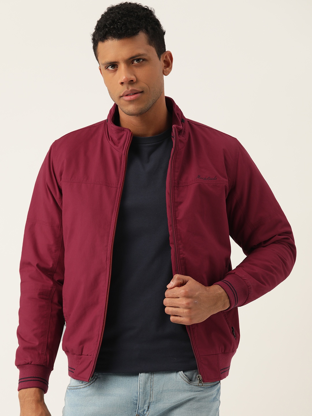 

Monte Carlo Solid Bomber Jacket, Maroon