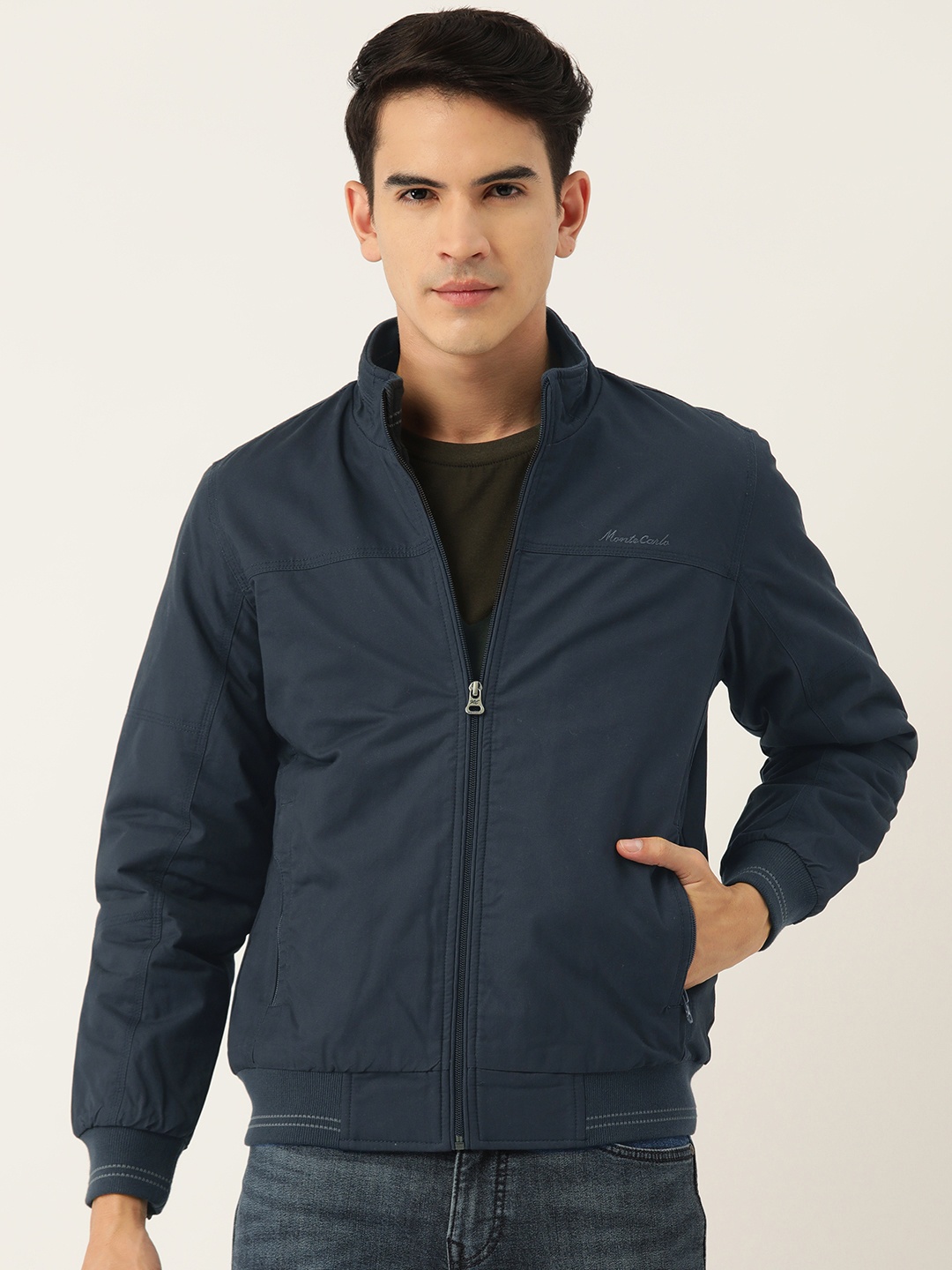 

Monte Carlo Solid Bomber Jacket, Navy blue