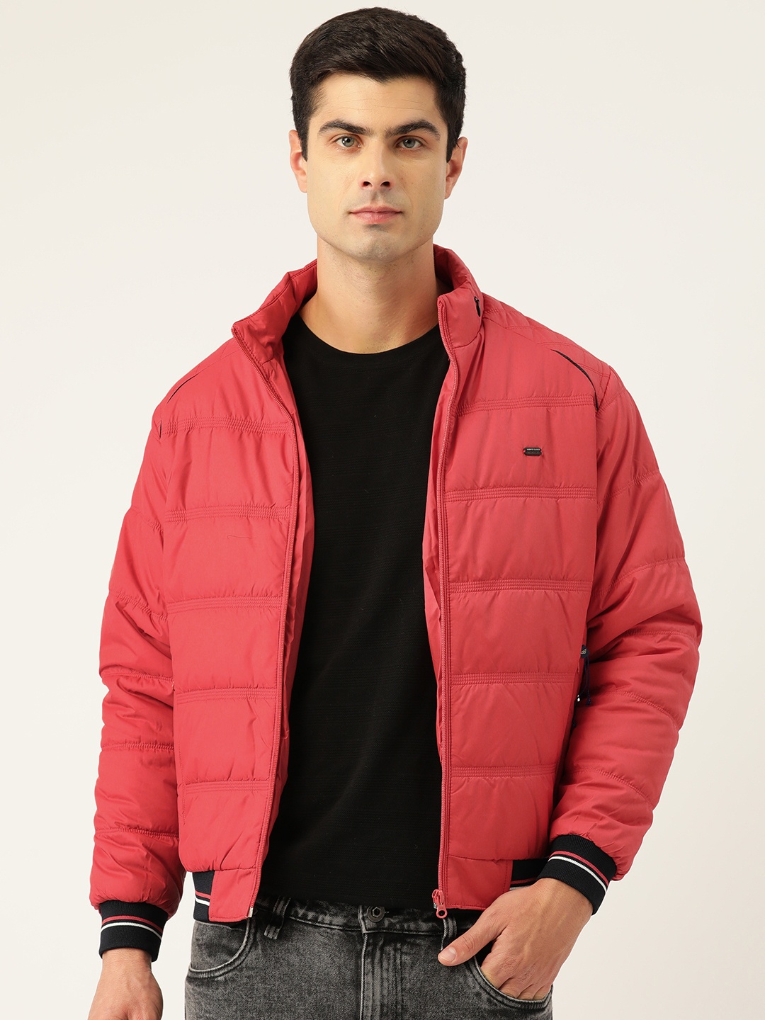 

Monte Carlo Solid Bomber Jacket with Detachable Hood, Coral