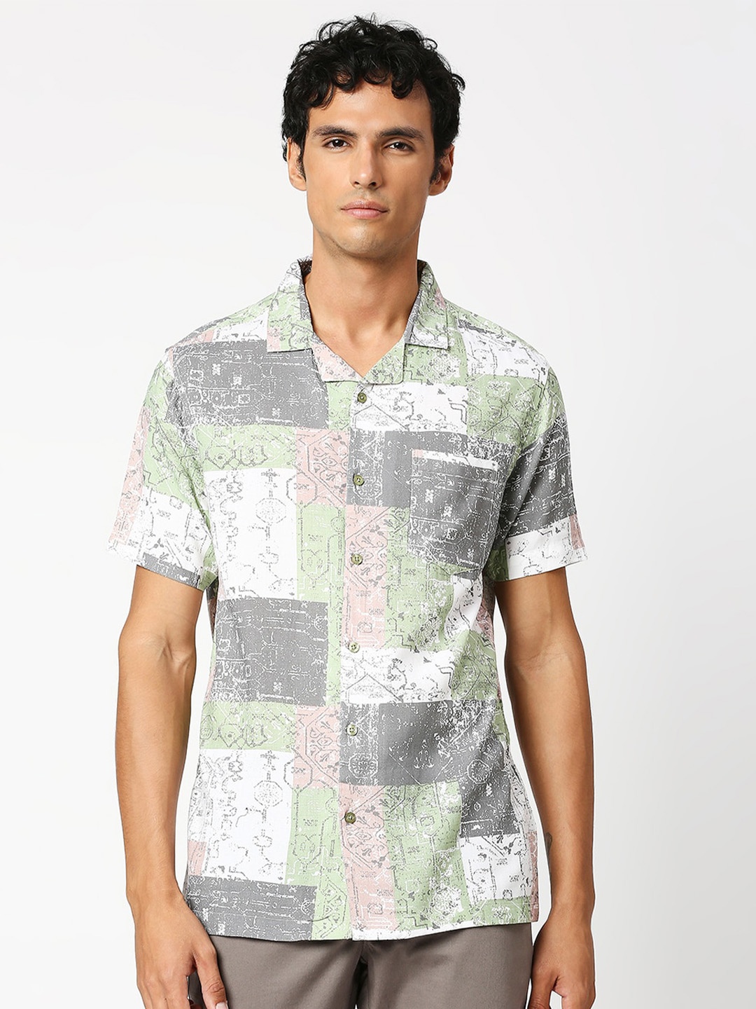 

MOD ECRU Aztec Abstract Opaque Printed Casual Shirt, Pink