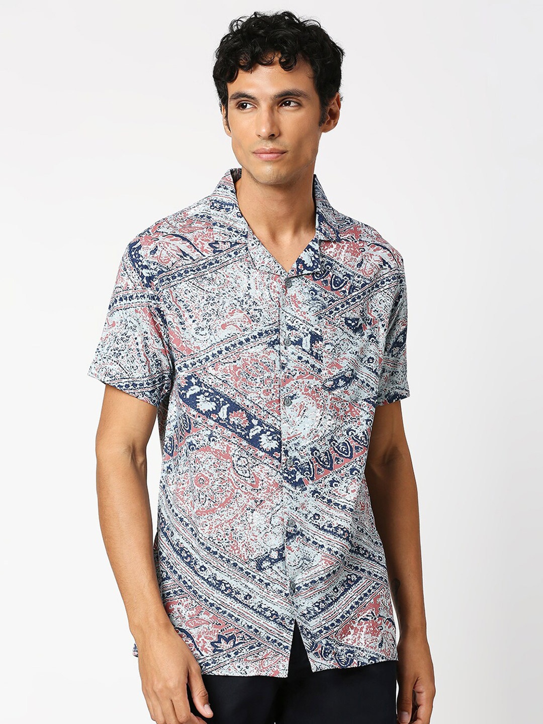 

MOD ECRU Floral Printed Opaque Casual Shirt, Green