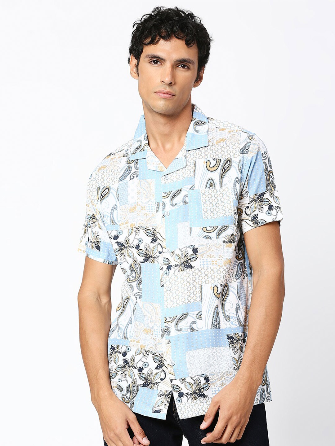 

MOD ECRU Casa Floral Opaque Printed Casual Shirt, Blue
