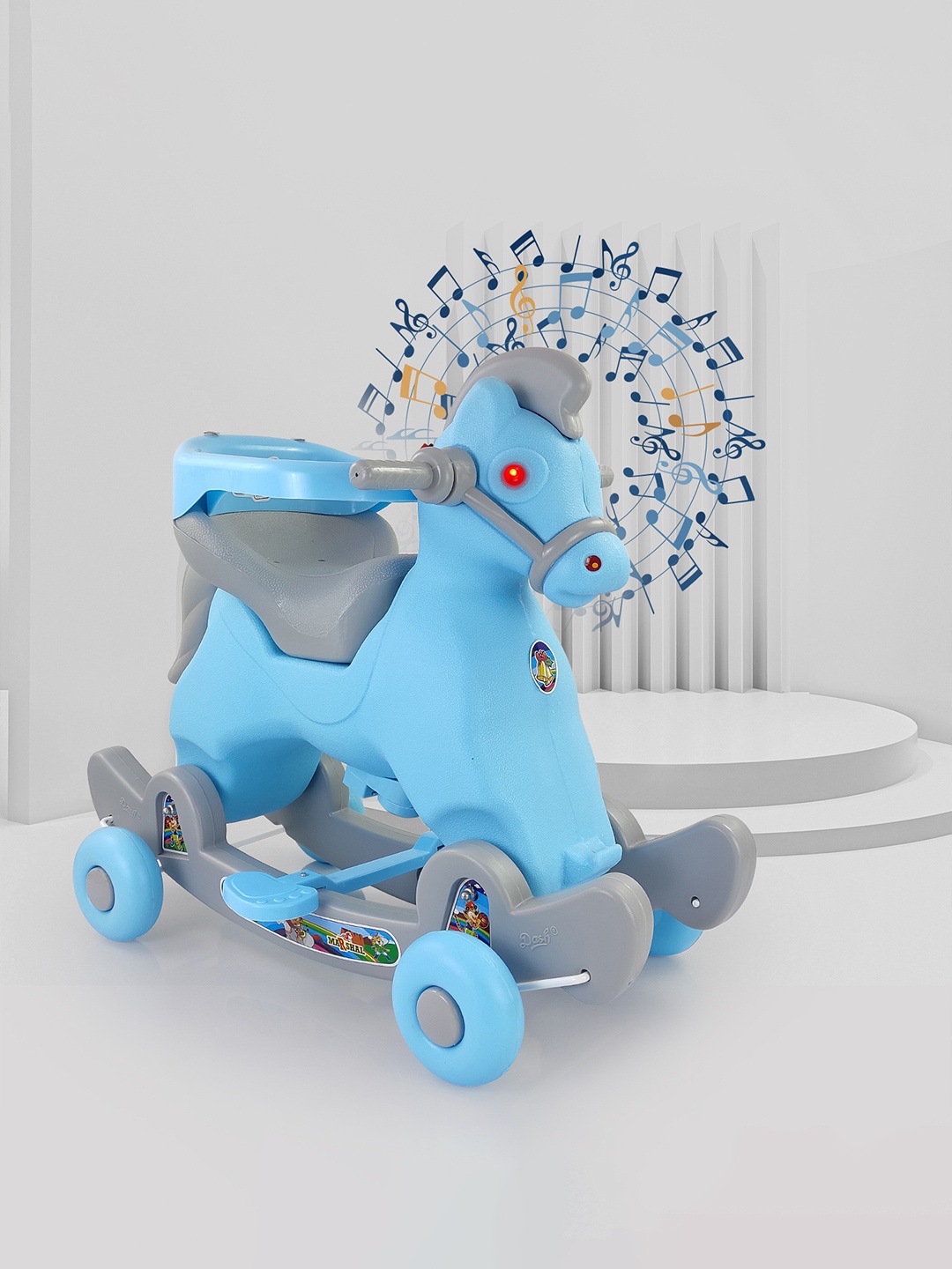 

Dash Kids 2 In 1 Ride On Horse Vehicle With Music & Lights, Blue