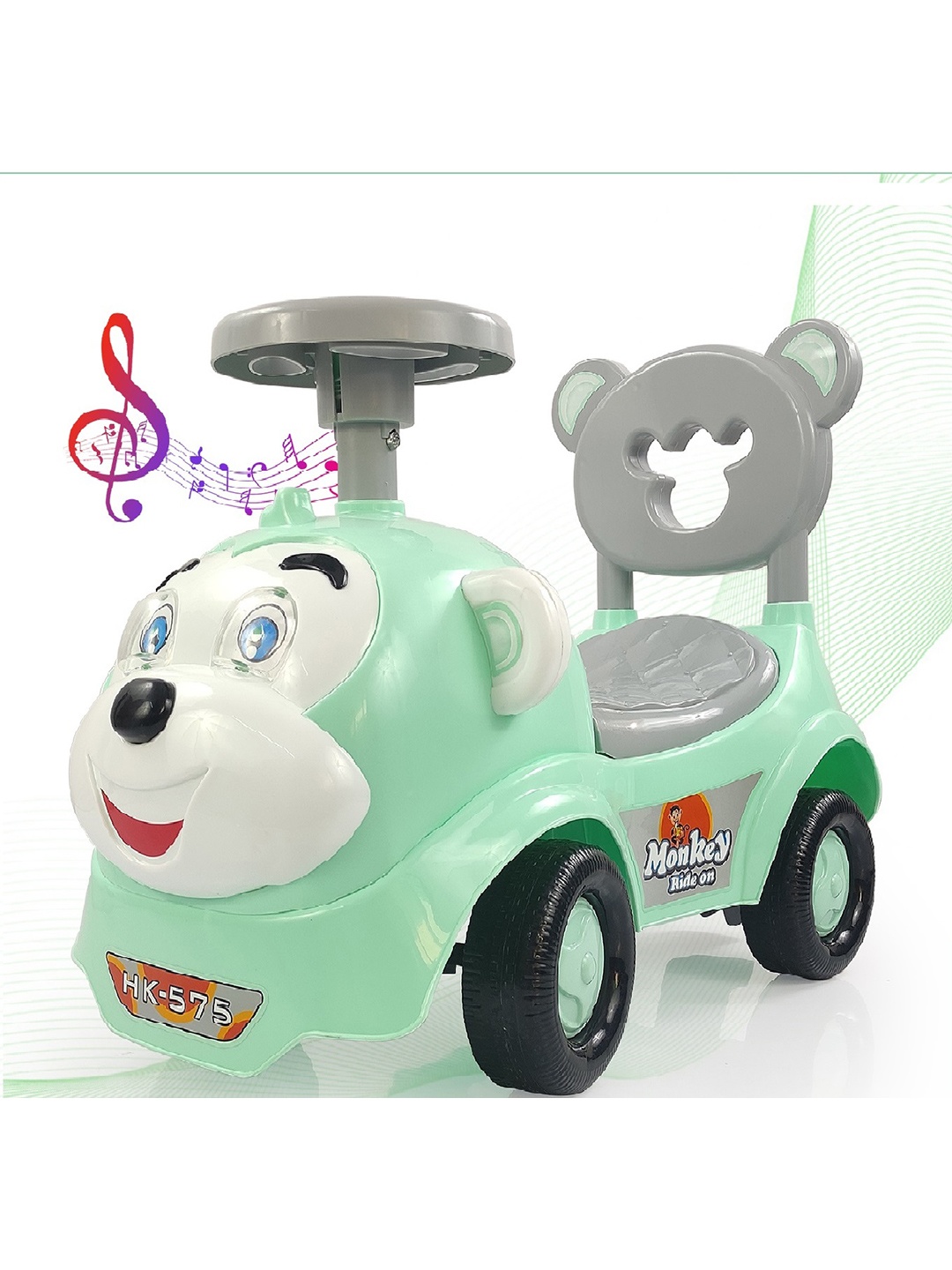 

Dash Kids Monkey Ride On Push Car with Backrest & Under Seat Storage, Green