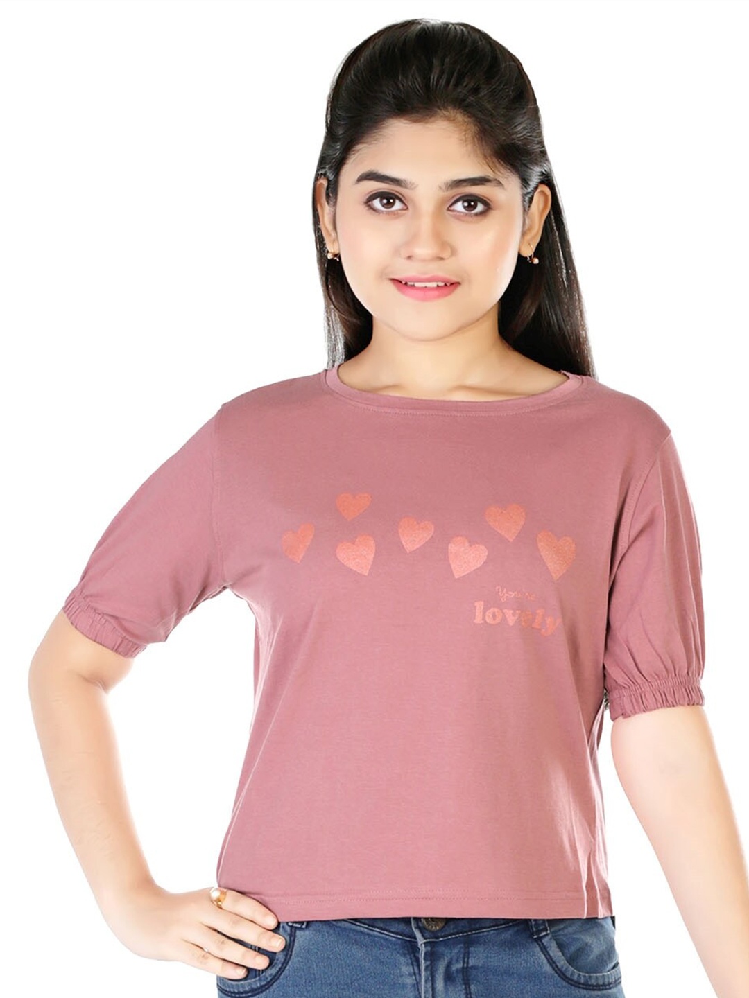 

BAESD Girls Pink Geometric Printed Cotton Top
