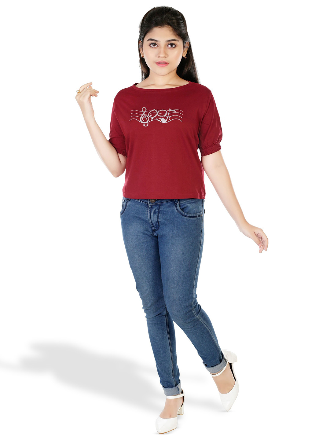 

BAESD Girls Red Geometric Printed Cotton Top