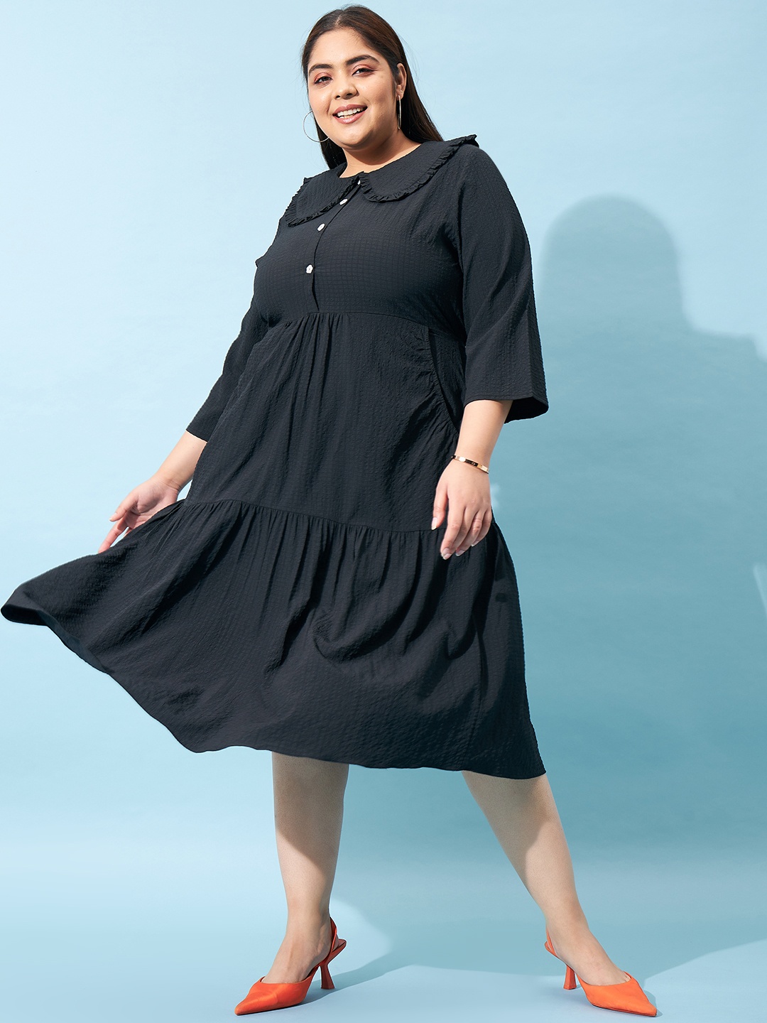 

Athena Ample Women Plus Size A-Line Midi Dress, Black