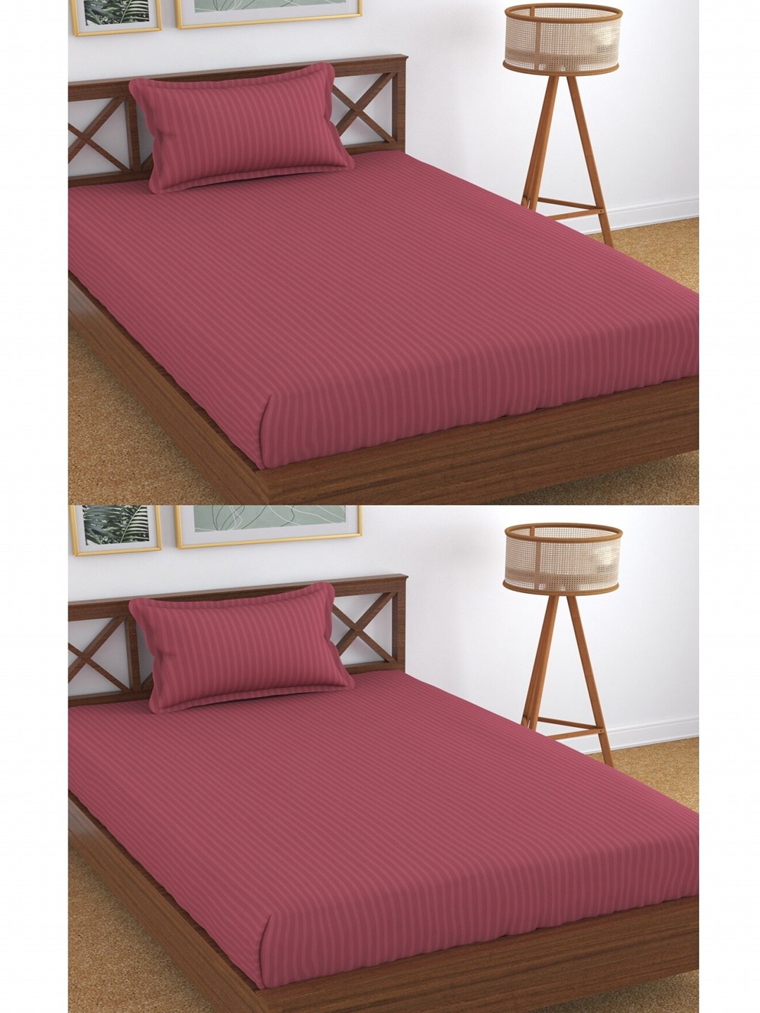 

Homefab India Pink Cotton 180 TC 2 Pieces Single Bedsheet With 2 Pieces Pillow Covers