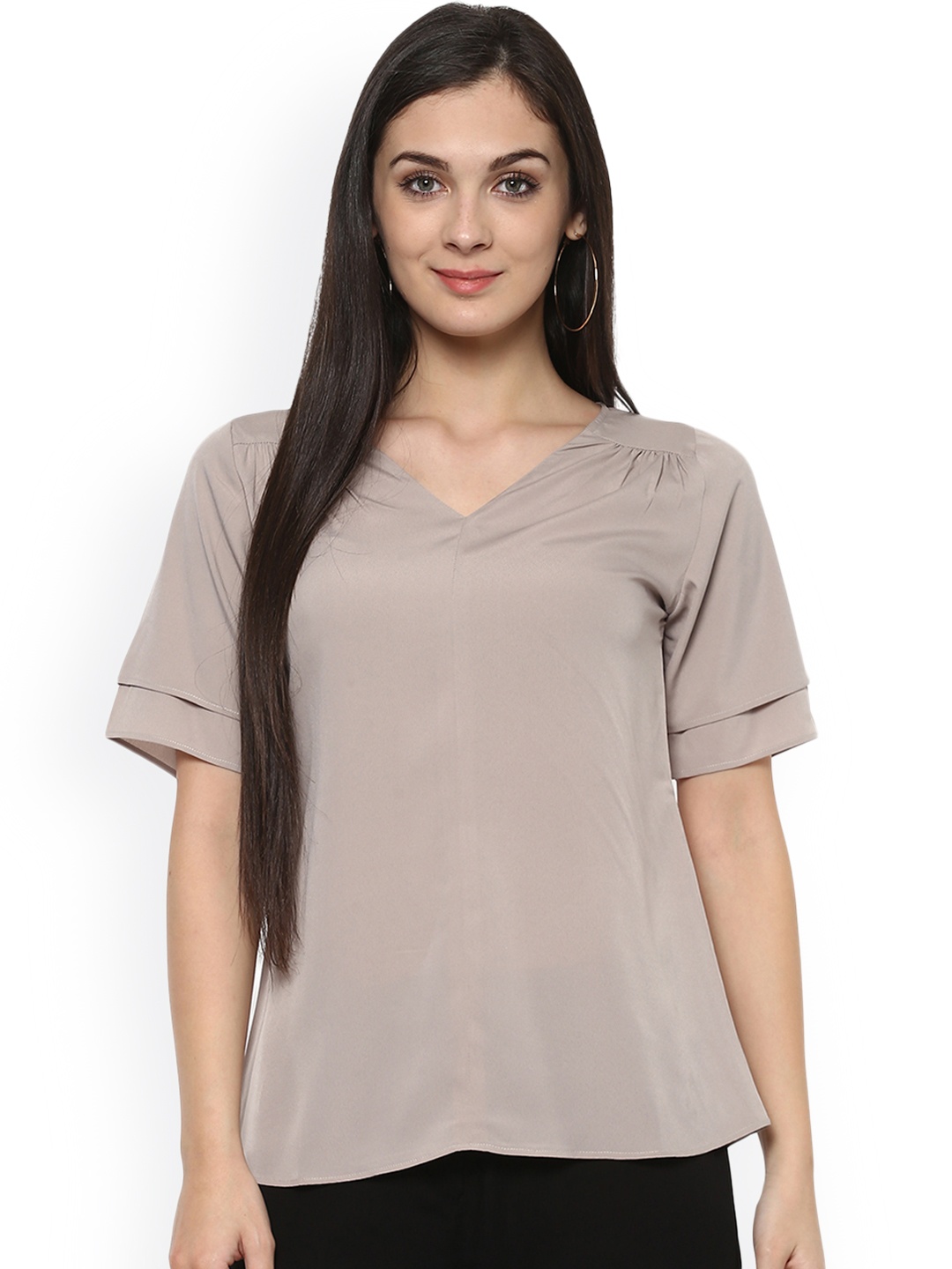 

Ives Women Taupe Solid Top