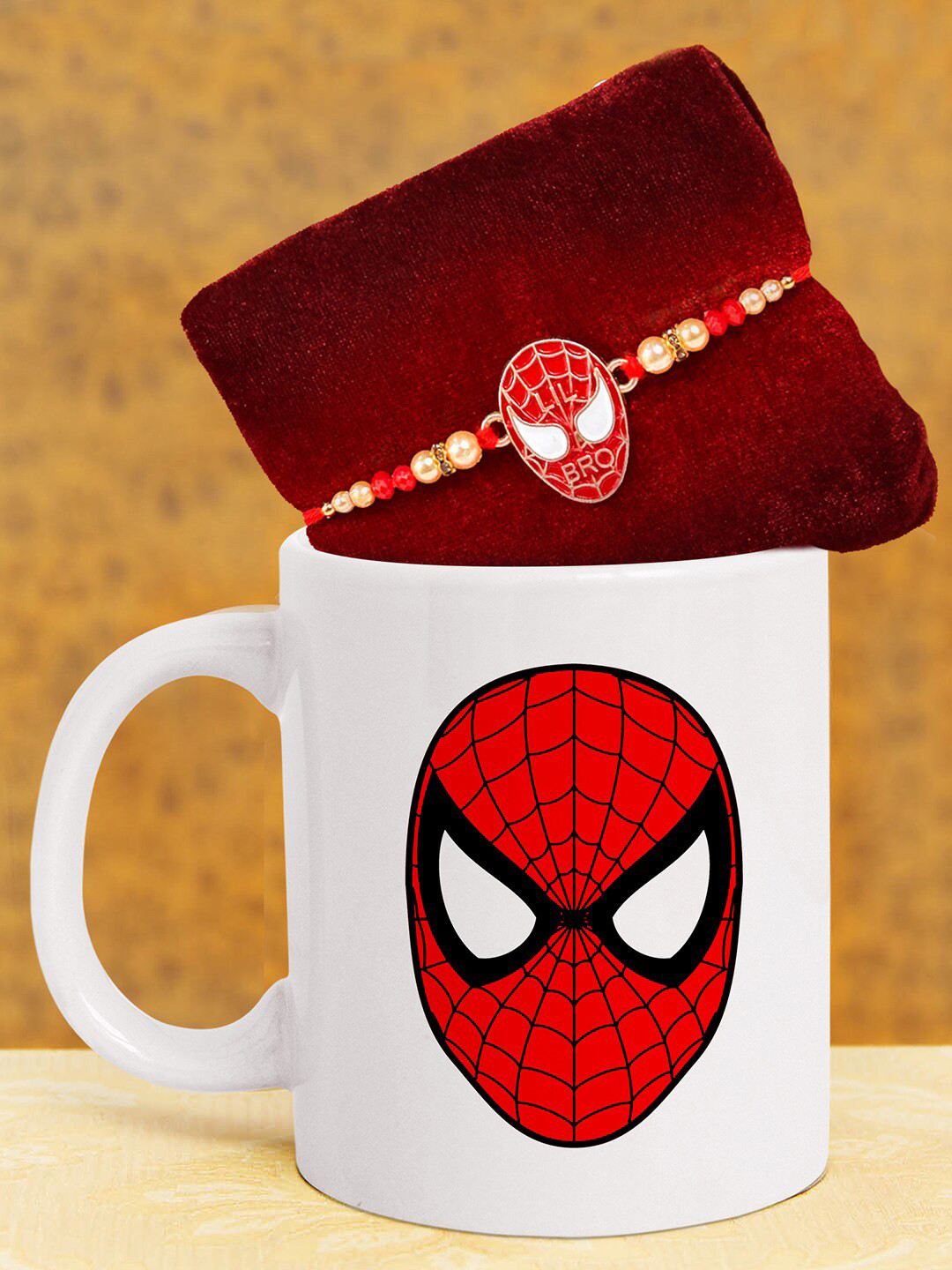 

TIED RIBBONS Kids Spiderman Rakhi With Mug Gift Pack, Red