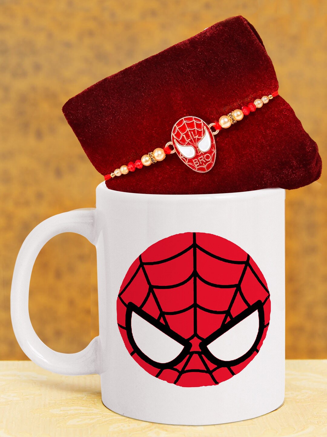 

TIED RIBBONS Kids Spiderman Rakhi With Mug Gift Pack, Red