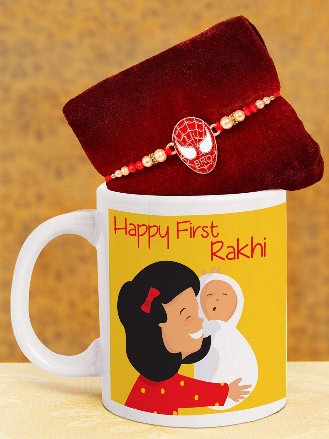 

TIED RIBBONS Kids Spiderman Rakhi With Mug Gift Pack, Red