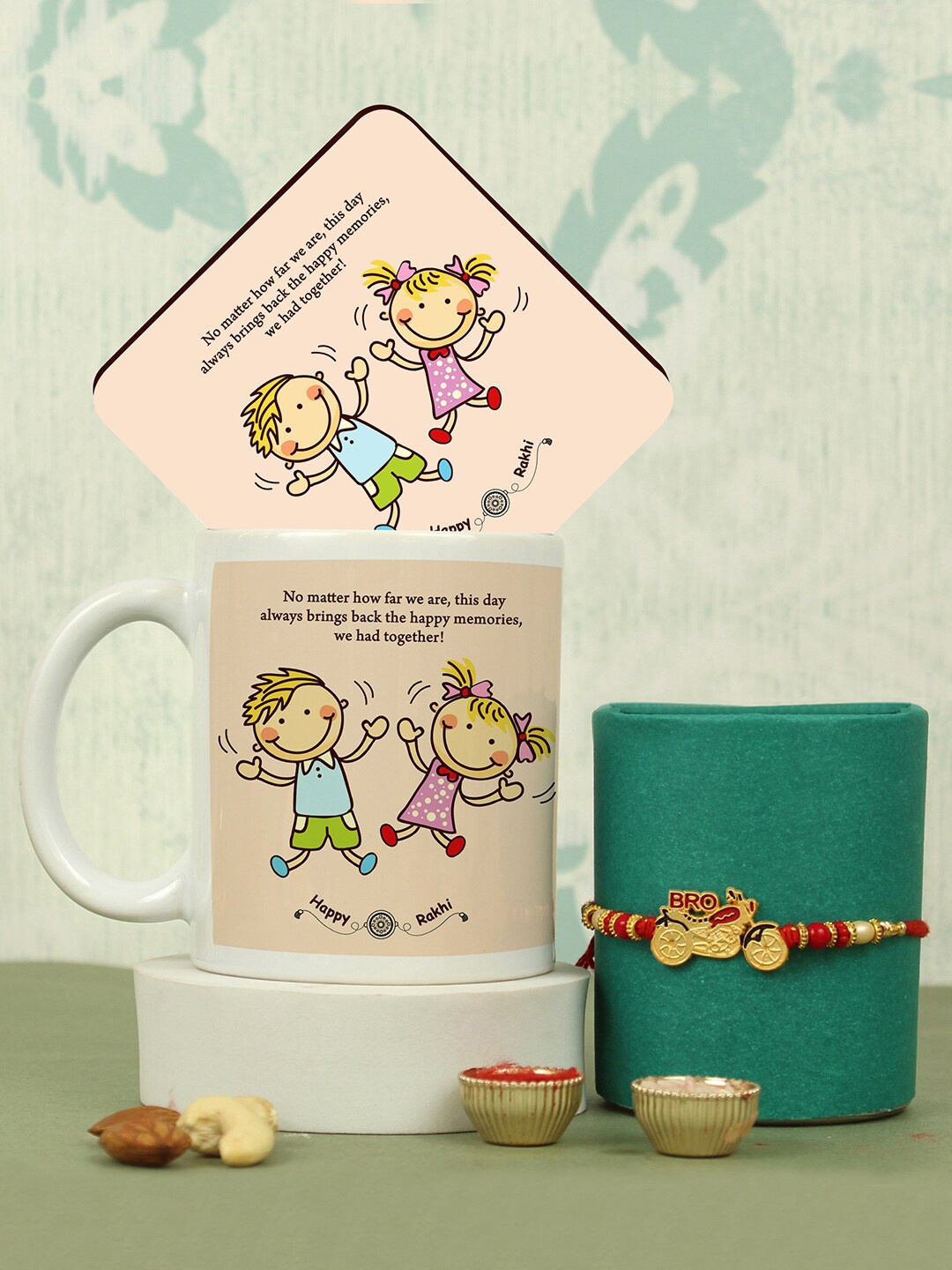 

TIED RIBBONS Rakhi With Mug & Coaster Gift Pack, Red