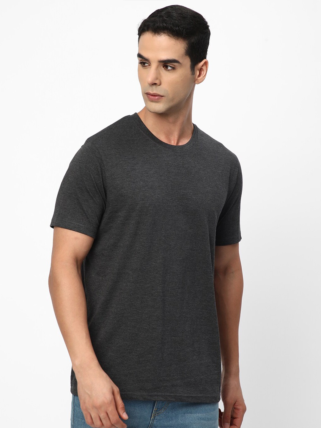 

R&B Round Neck Cotton T-shirt, Grey