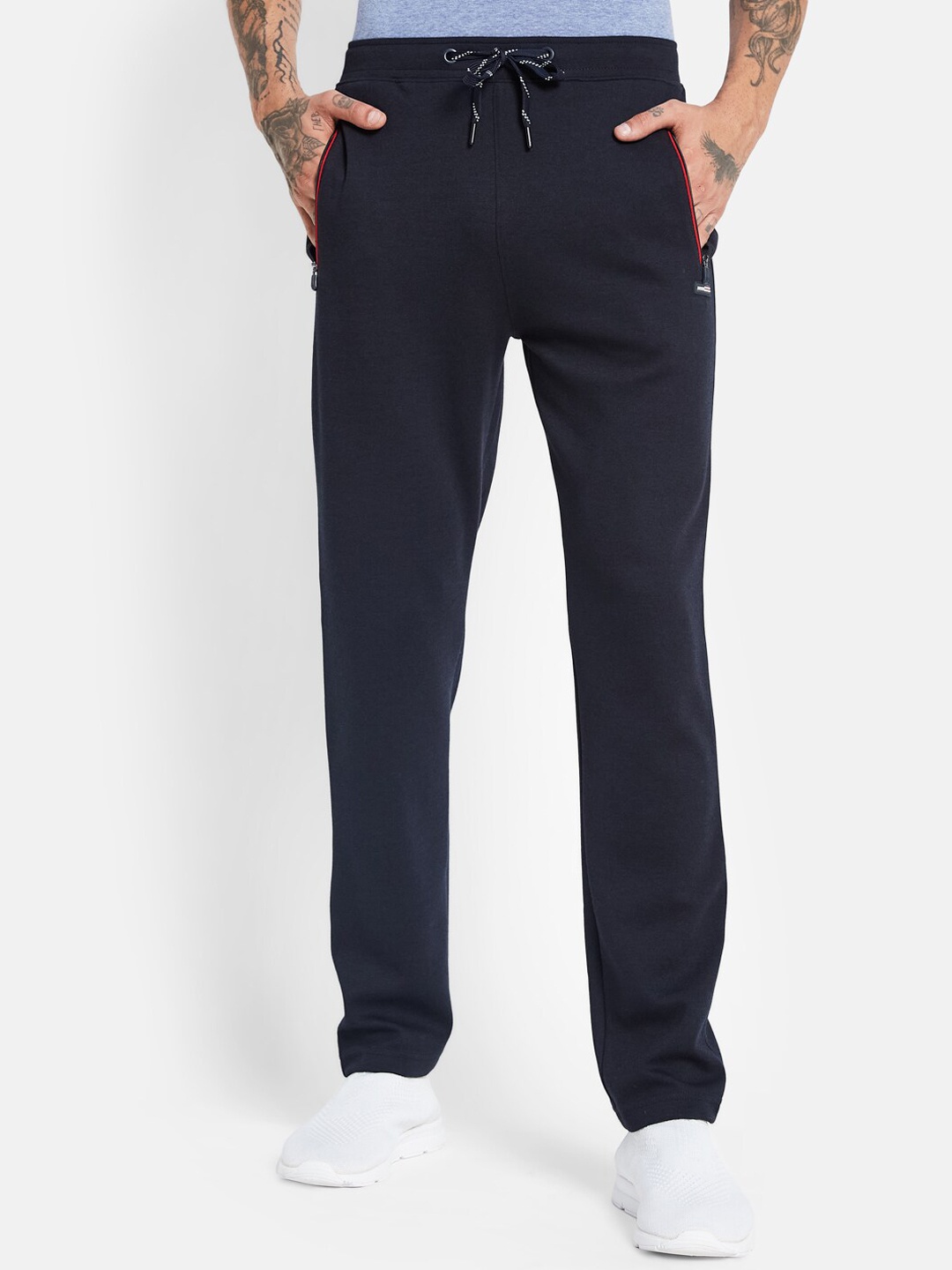 

Octave Men Mid-Rise Cotton Track Pants, Navy blue