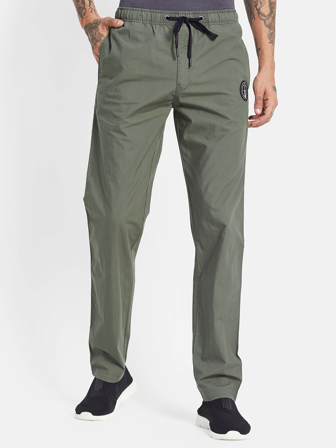 

Octave Men Mid-Rise Cotton Track Pants, Olive