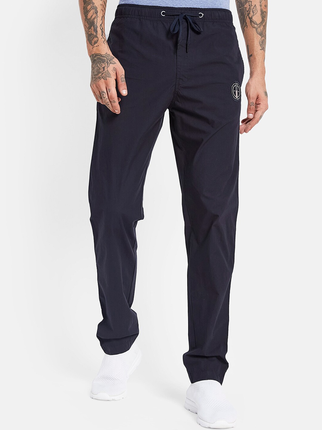 

Octave Men Mid-Rise Cotton Track Pants, Navy blue