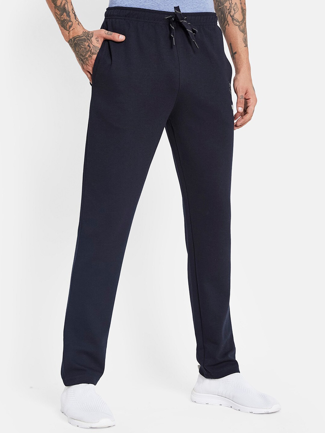 

Octave Men Mid-Rise Cotton Track Pants, Navy blue