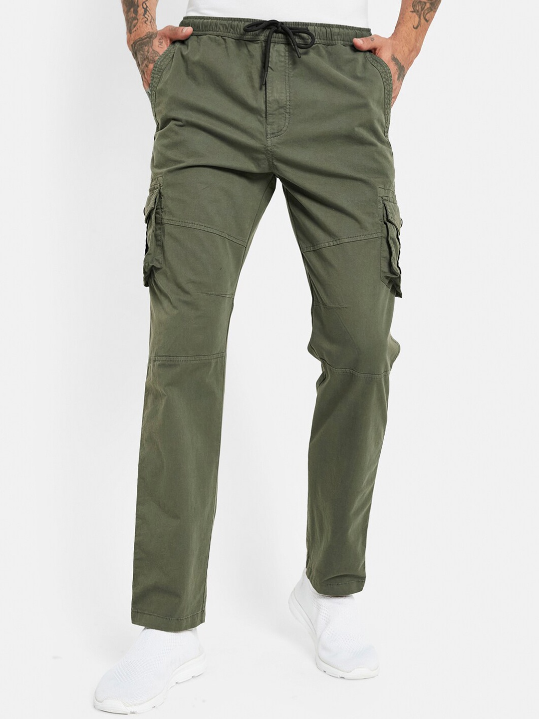 

Octave Men Mid-Rise Cotton Track Pants, Olive