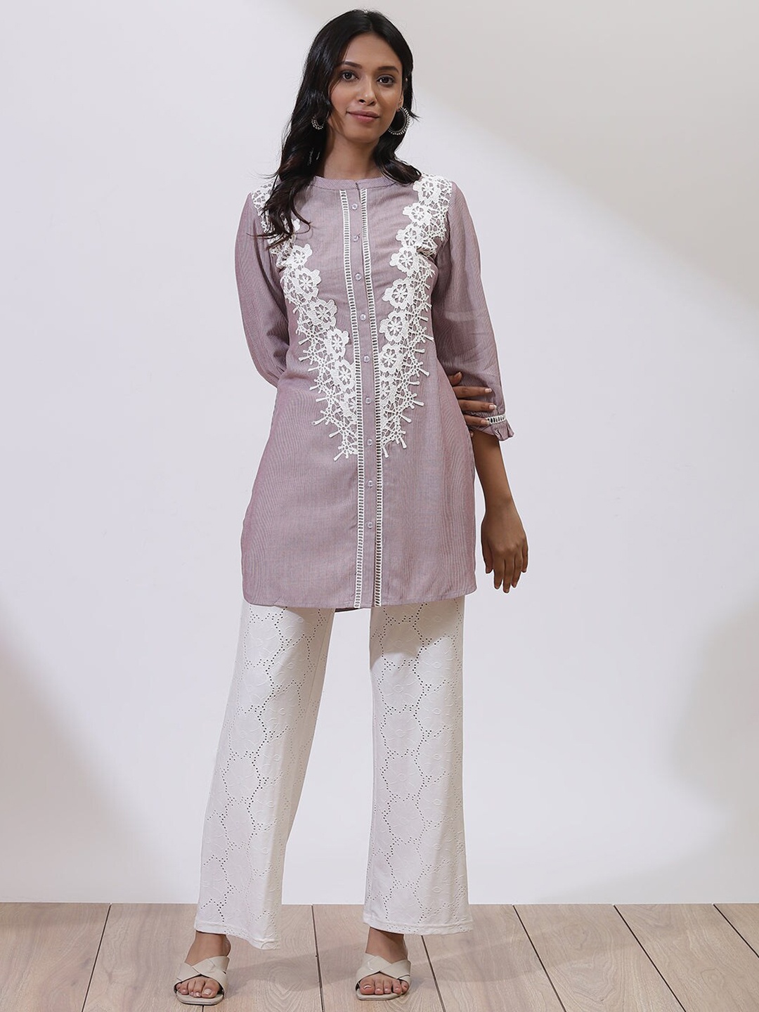 

Lakshita Floral Embroidered Thread Work Pure Cotton Kurti, Purple