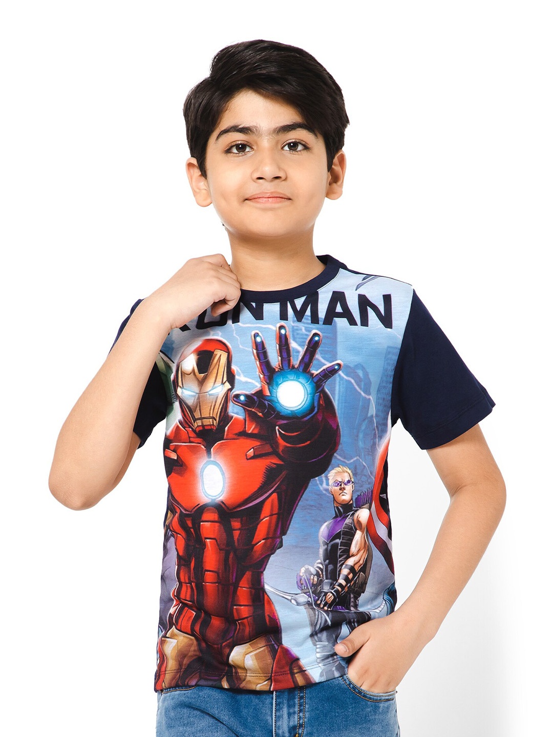 

Bodycare Boys Iron Man Printed Cotton T-shirt, Navy blue