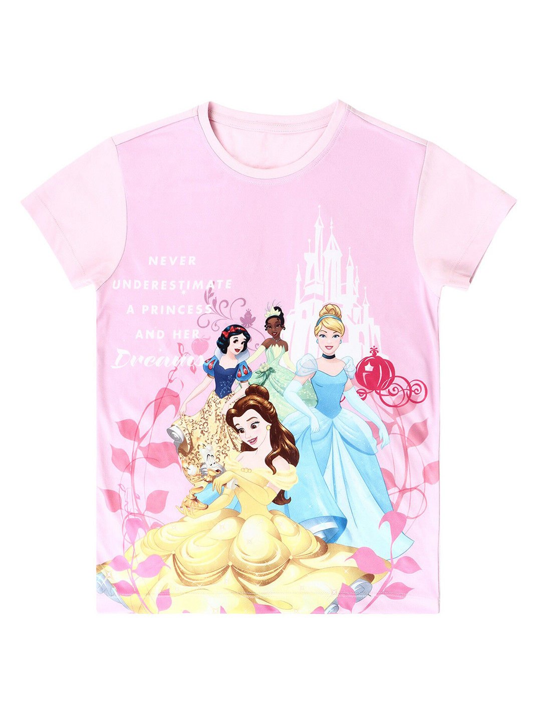 

Bodycare Girls Disney Princess Graphic Printed Cotton Regular T-shirt, Pink