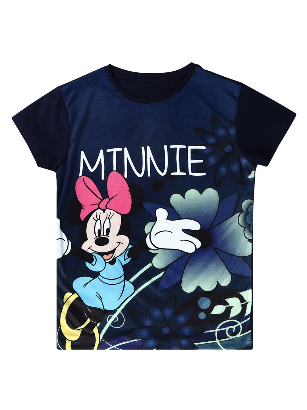 

Bodycare Girls Minnie Mouse Graphic Printed Cotton Regular T-shirt, Navy blue