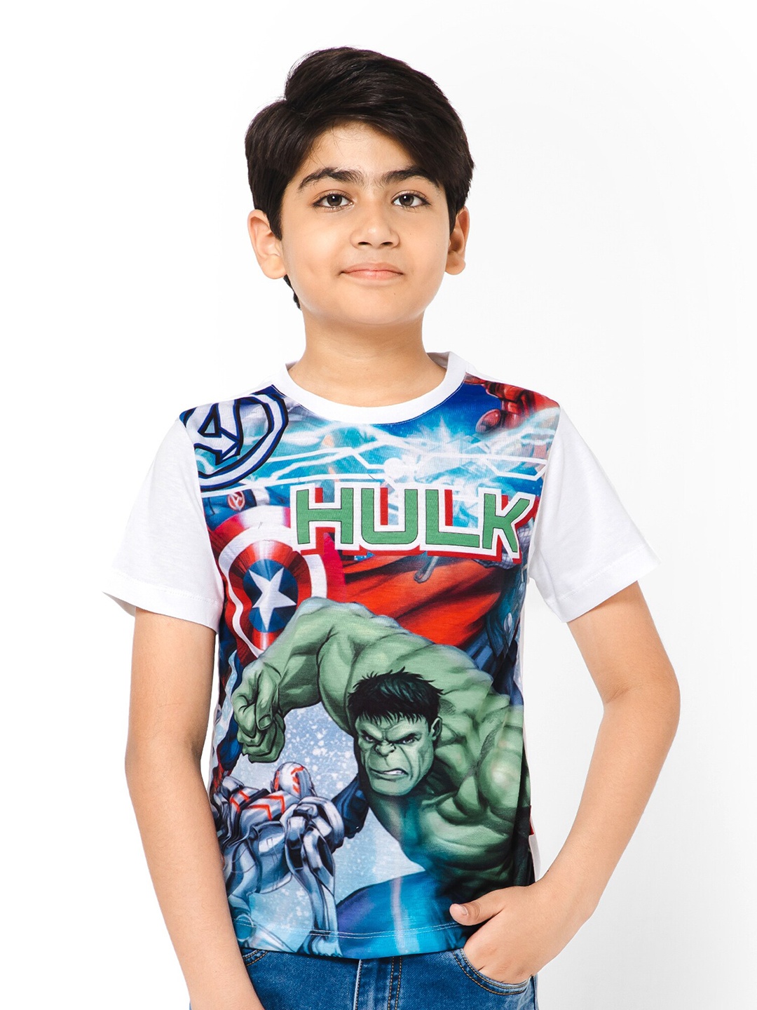 

Bodycare Boys Avengers Graphic Printed Cotton Regular T-shirt, White