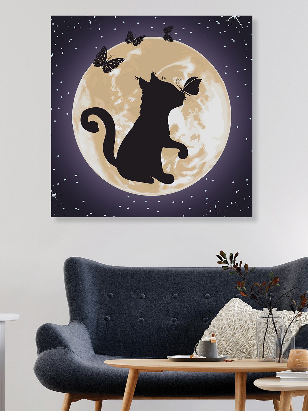 

RANDOM Purple & Black Cat Painting Canvas Wall Art