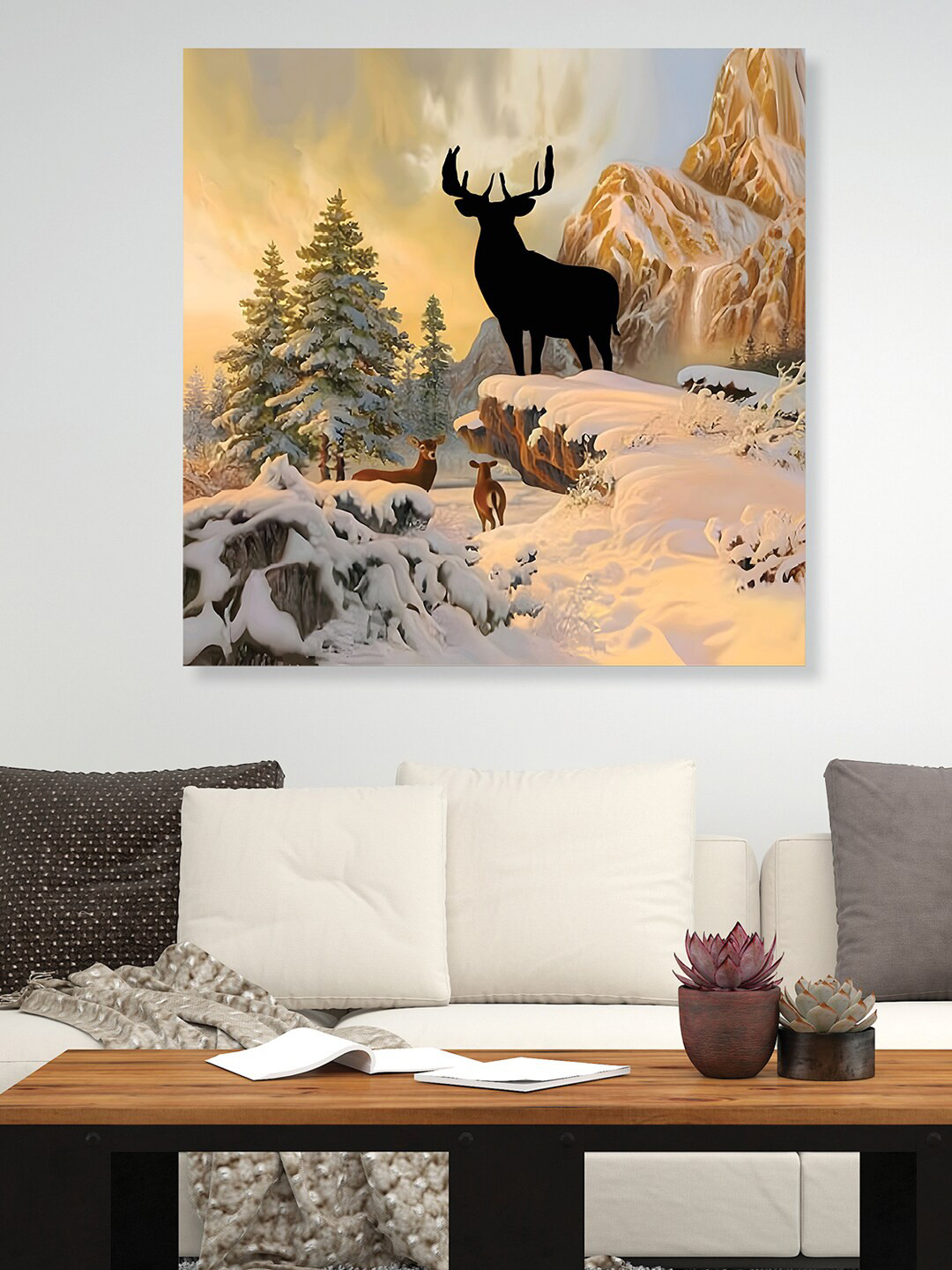 

RANDOM Black & White Deer Painting Canvas Wall Art