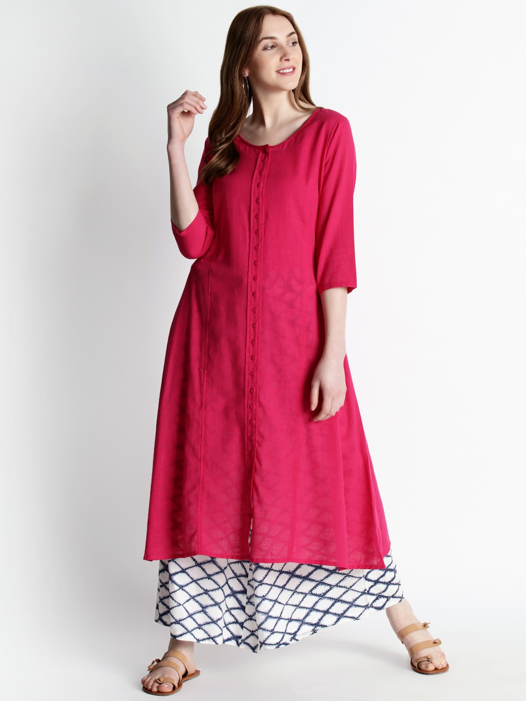 

RANGMANCH BY PANTALOONS Women Pink Solid A-Line Kurta