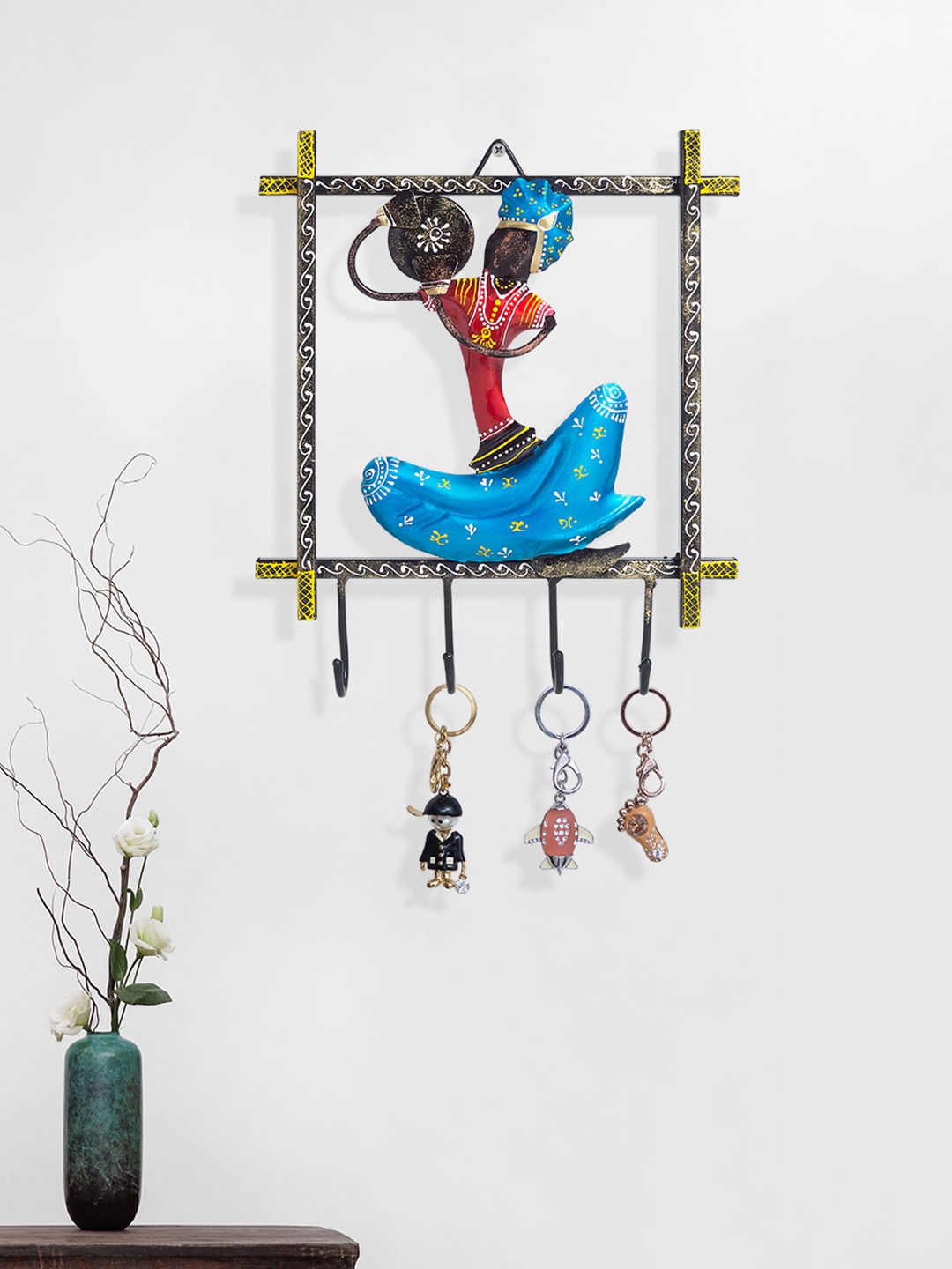 

Golden Peacock Blue & Red Musician 4 Key Knobs