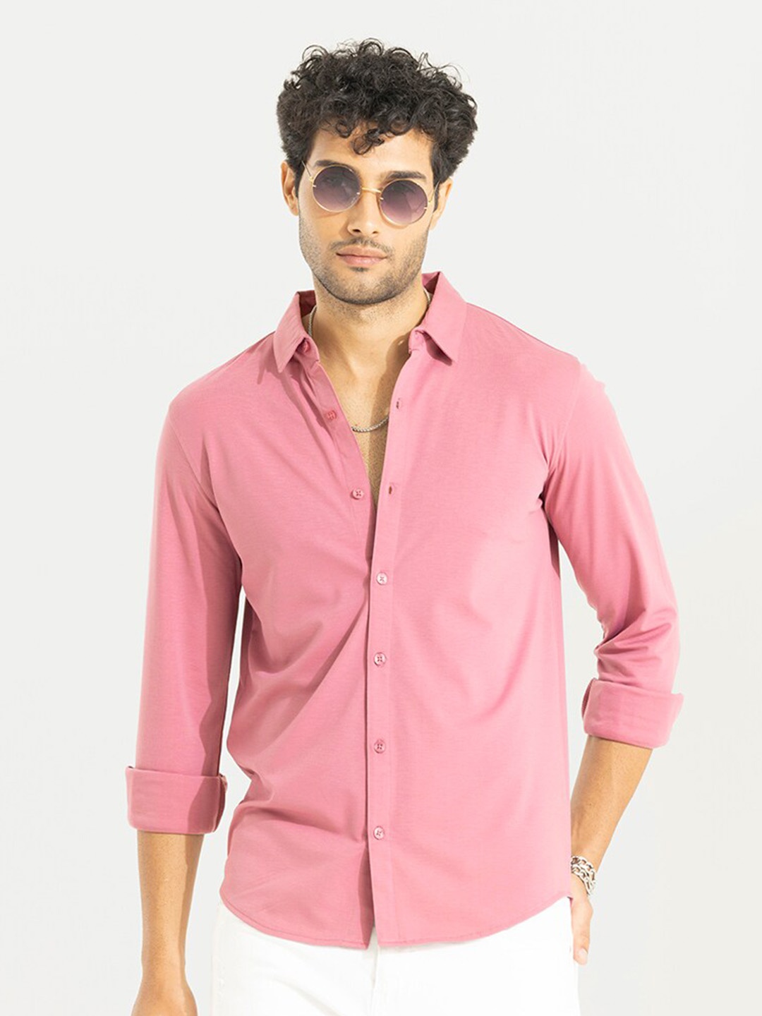 

Snitch Mauve Classic Slim Fit Cotton Casual Shirt