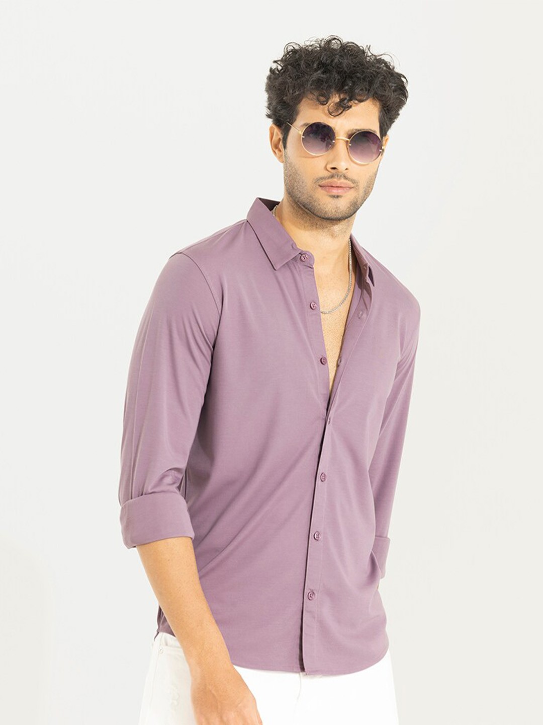 

Snitch Purple Classic Slim Fit Cotton Casual Shirt