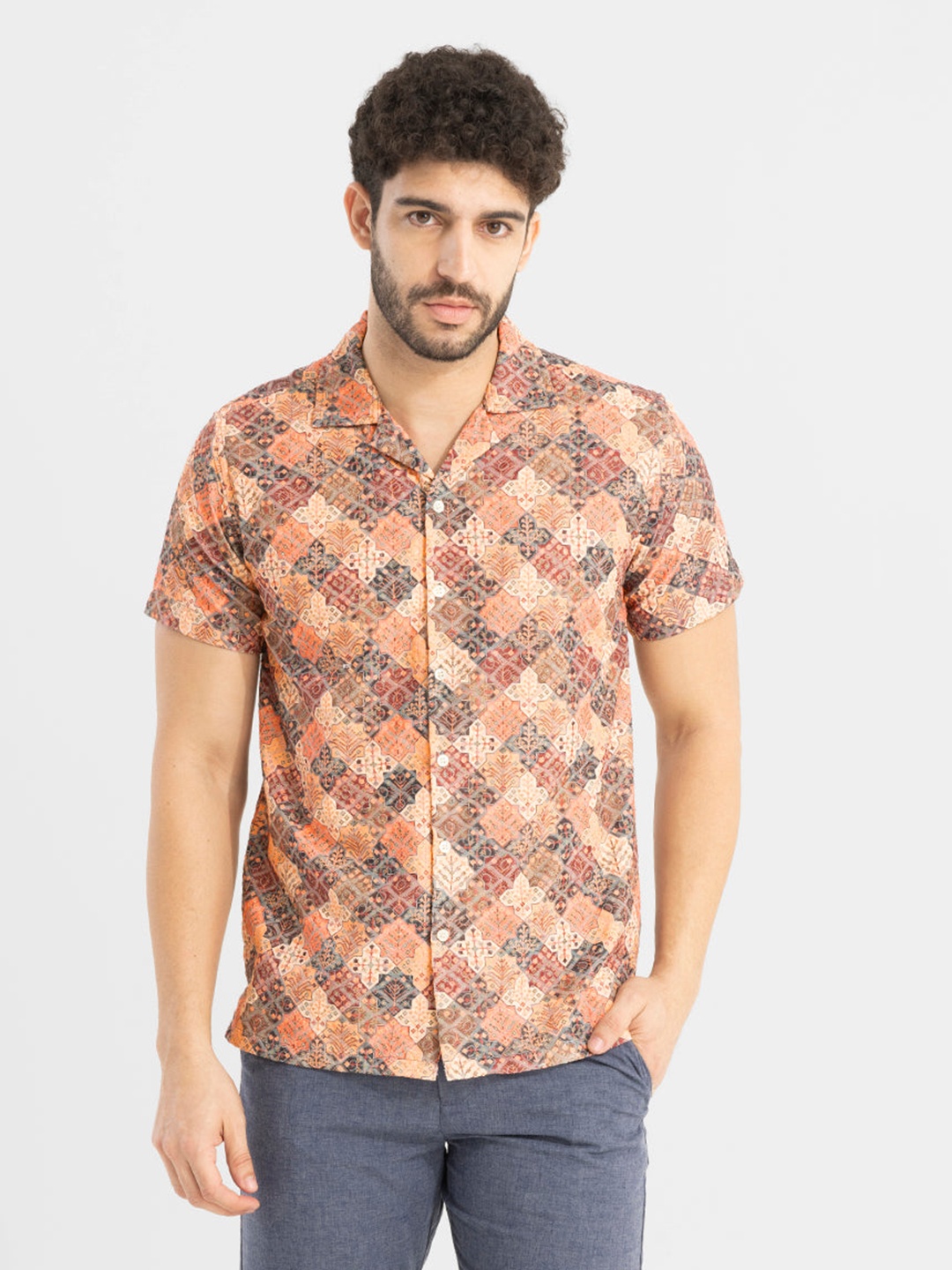 

Snitch Classic Fit Ethnic Motifs Printed Cotton Casual Shirt, Multi