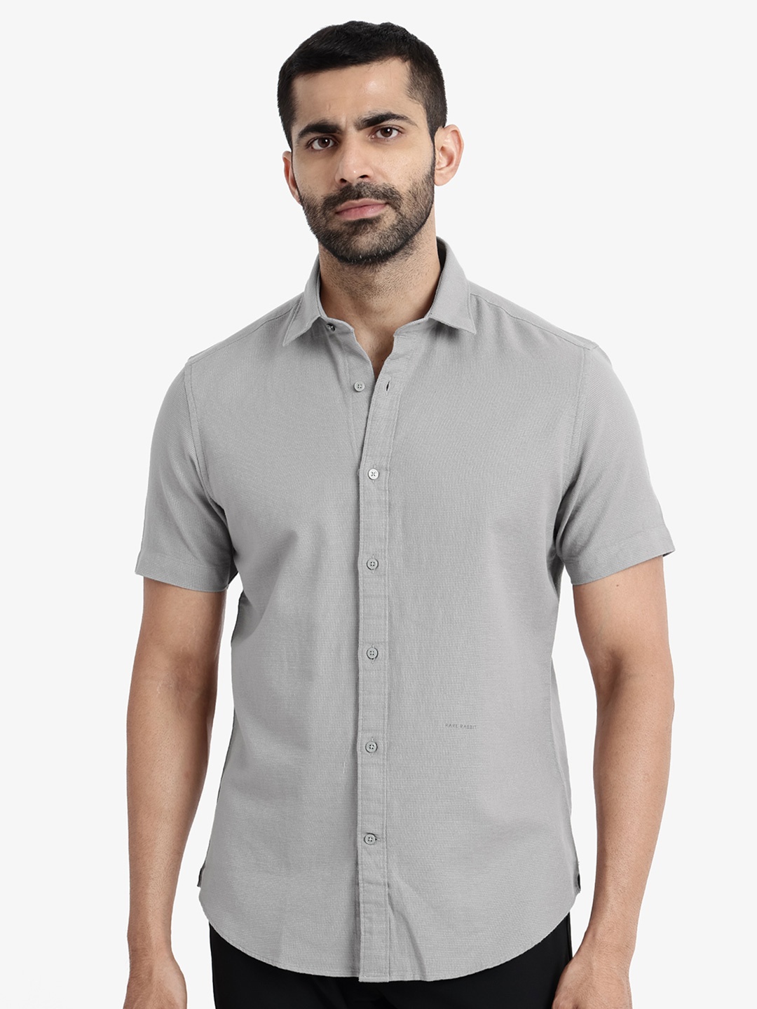 

RARE RABBIT Men Rissa Slim Fit Opaque Cotton Shirt, Grey
